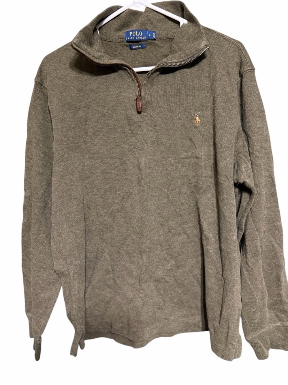 Polo by Ralph Lauren Olive Green Quarter-Zip V-Neck Sweater